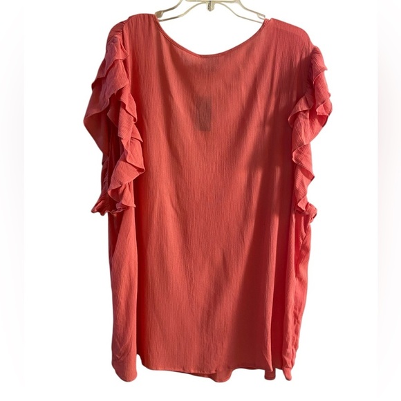 Torrid mixed eyelet sisterhood babydoll gauze v neck coral top 5X NWT - Picture 2 of 9